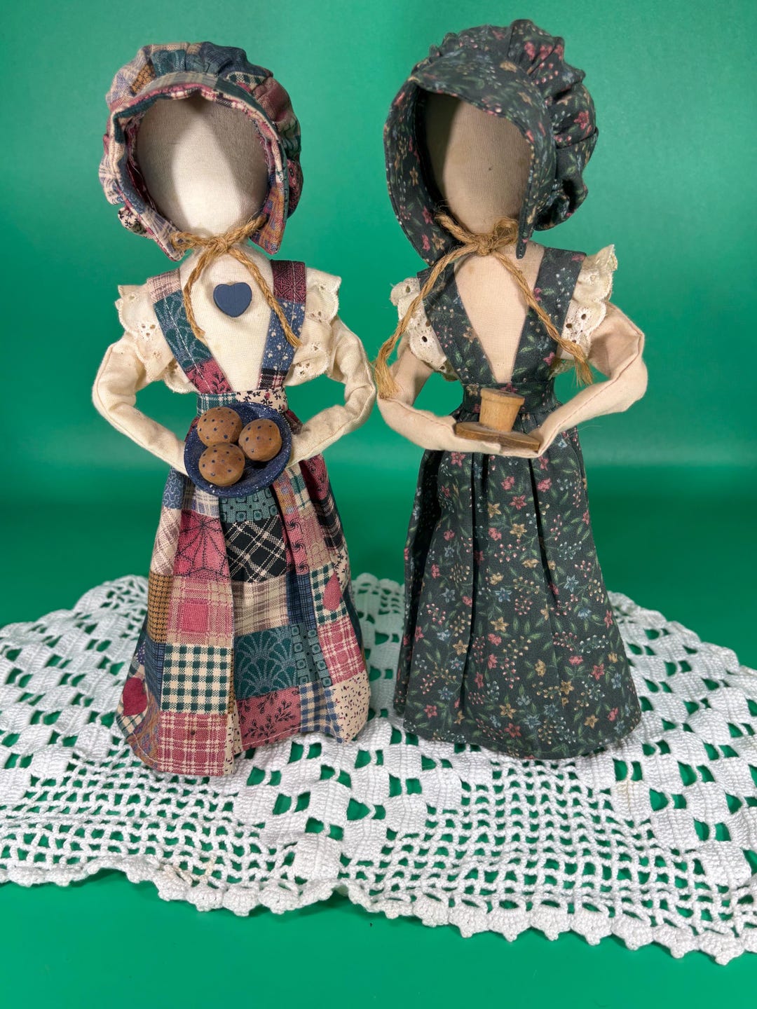 Vintage Pair of Handmade Folk Art Dolls - Etsy