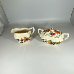 Vintage Steubenville harvest sugar bowl and creamer set