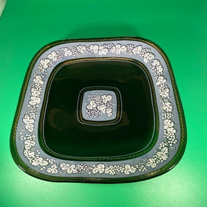 Vintage black glass silver leaf candy/ nut dish