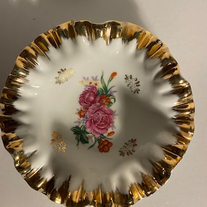 Vintage white glass ruffled edge candy dish