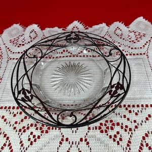 Vintage silver overlay sunburst dessert plate