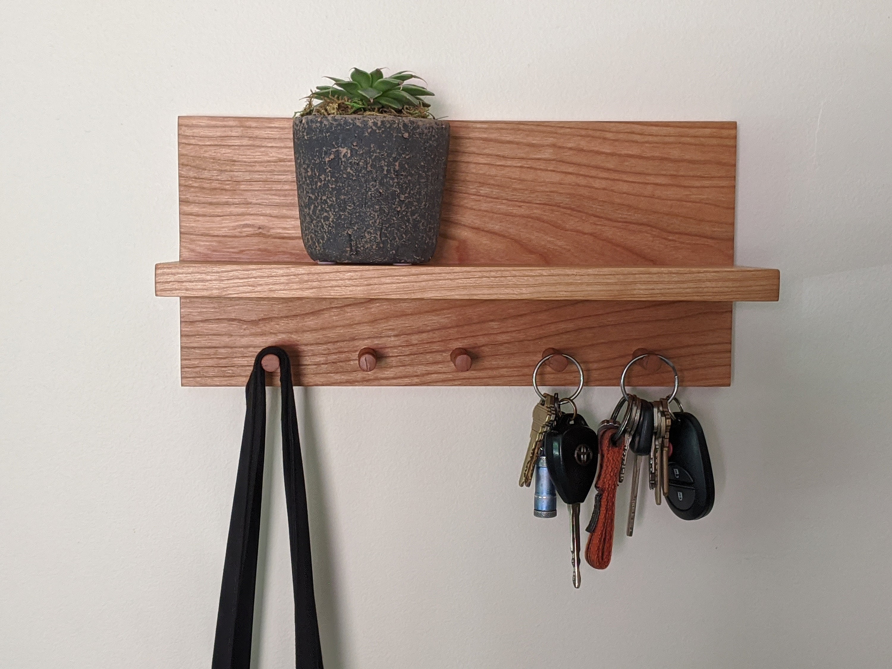 Wood Entryway Shelf & Key Hook Sustainable Gift Etsy