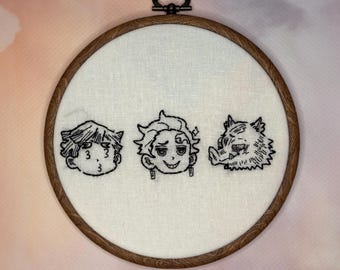 Bordado inspirado en anime / Regalos para geeks / Arte anime