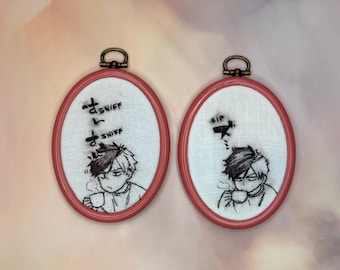 Bordado inspirado en anime / Regalos para geeks / Arte anime