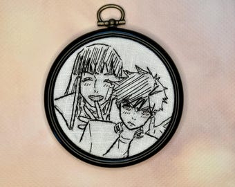 Bordado inspirado en anime / Regalos para geeks / Arte anime