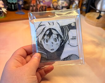 Posavasos bordado inspirado en anime, obra de arte acrílica cosida a mano
