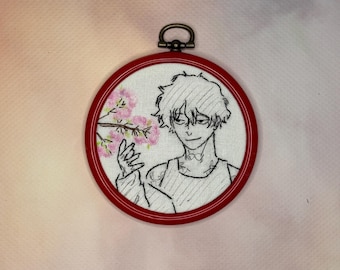 Bordado inspirado en anime / Regalos para geeks / Arte anime