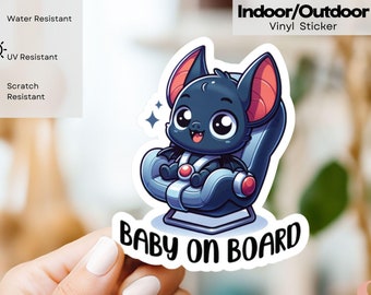 Bat Baby On Board Indoor/Outdoor Vinyl Decal Sticker, Baby On Board Car Sticker, New Baby gift, Birth Announcement, Baby Shower Gift