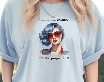 4th of July Party t-shirt Red White & Blue Sarcastic Female Comfort Colors® Independence Day tee patriotic Gift for drinking BBQ tshirt