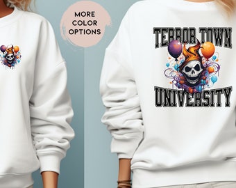 Creepy Halloween Clown Sweatshirt, Halloween lover shirt, College sweatshirt Funny birthday gift for him her Scary Clown Graphic Shirt