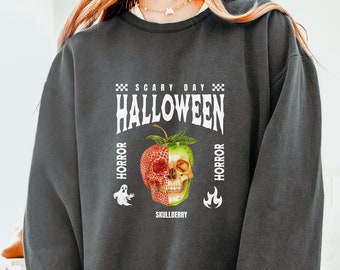 Halloween Skull Crewneck Sweatshirt, Comfort Colors® trendy fall fashion sweatshirt, Fruit Halloween Unisex shirt gift for him her Birthday