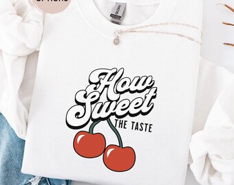 Trendy Cherry Sweatshirt Cute Cherry Shirt Womens Crewneck Cherries Sweatshirt Sweatshirt with Cherries, Gift for Her Girl Cherry Sweatshirt