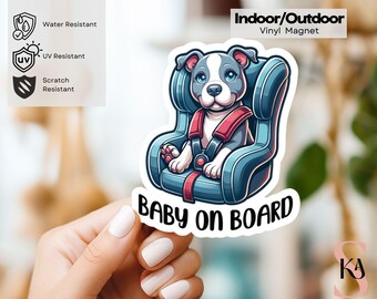 Pitbull Baby On Board Magnet Indoor/Outdoor Vinyl Magnet, Baby On Board Car Magnet, New Baby gift, Birth Announcement, Baby Shower Gift