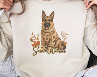 German Shepherd Fall Dog Shirt & Sweatshirt, Sweater Weather, Comfort Colors®, Cozy Autumn Dog Lover Gift