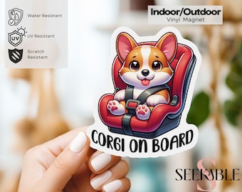 Corgi On Board Magnet Indoor/Outdoor Vinyl Magnet, Baby On Board Car Magnet, New Baby gift, Birth Announcement, Baby Shower Gift