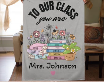 Personalized Teacher Blanket Gift for Teacher, Custom Velveteen Plush Blanket End of Year Teacher Gift from Student, Teacher Appreciation
