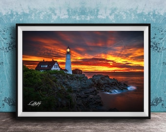 Portland Head Light Print: Sunrise Coastal Lighthouse Art