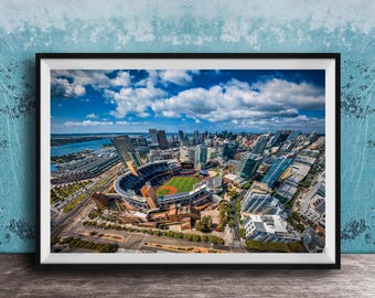San Diego Padres Wall Art: Petco Park and Harbor - Drone Photo