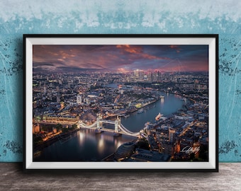 Tower Bridge Print: London Skyline at Sunset on the Thames