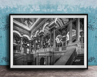 Library of Congress Washington DC Luxury Fine Art Print Black and White