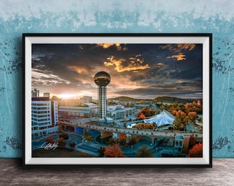 Sunsphere Cityscape Print: Autumn Sunrise Over Knoxville