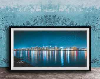 San Diego Cityscape Print: Coastal Sunset with Coronado Bridge