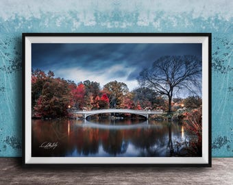 Bow Bridge Photo Print: Central Park Lake View (Framed or Canvas)
