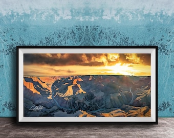 Hopi Point Wall Art: Grand Canyon Sunrise - Aerial Southwest Landscape