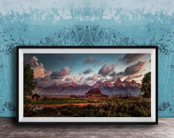 T.A. Moulton Barn Wall Art: Sunrise Glow Scene (Canvas Print)