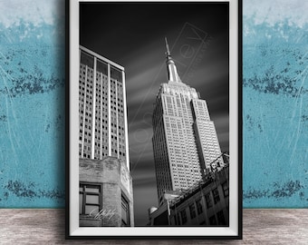 Empire State Building Photo Print - NYC Black & White Skyline