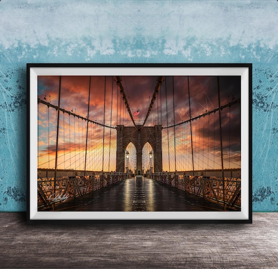 NYC Brooklyn Bridge, Dawn Radiance - Manhattan Panorama | Paper