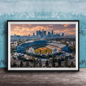 Dodgers Stadium Wall Art - LA Baseball Skyline at Sunrise and Sunset