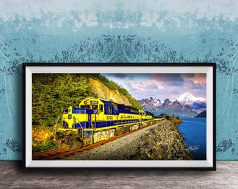 Alaska Train Wall, Vintage Gold Rush | Denali Scene Print | Historic Decor Art
