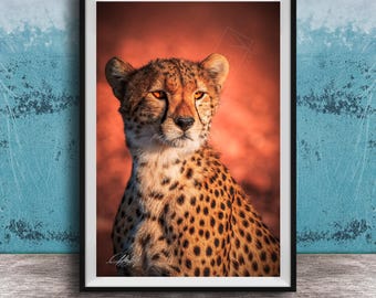 Cheetah Wall Art: Bold Black & White Kenya Safari Print