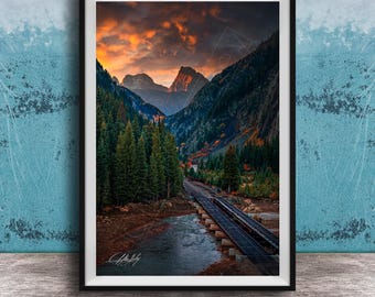 Rocky Mountain Aspen Print - Golden Hour Fall Landscape