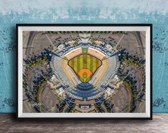 Dodgers Stadium Print: LA Skyline and Chavez Ravine View (Sunrise)