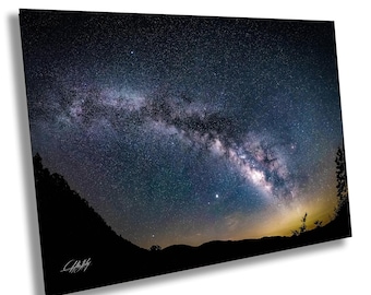 Milky Way Night Sky Painting, Starry Landscape Art, Colorful Celestial Canvas, Nature Wall Decor, Summer Living Room Print