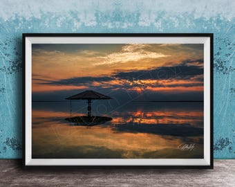 Dead Sea Sunrise Wall Decor - Calm Waters and Amber Sky