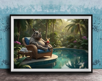Rhino Wall Art Print: African Jungle Forest (Multiple Materials Available)