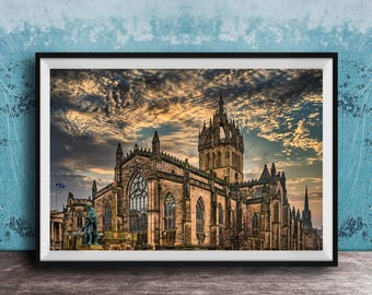 Scottish Travel Photo Print, Edinburgh Castle & St Giles Cathedral (Fine Art)