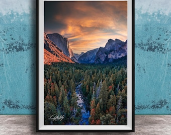 Yosemite National Park Poster: Tunnel View at Dawn (Half Dome, Bridalveil)