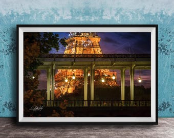 Paris Wall Decor: Eiffel Tower and Bridge Scene (Metal Print)
