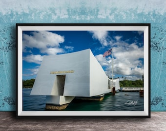 USS Arizona Memorial Print: Pearl Harbor Tribute, Framed or Unframed
