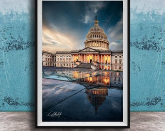 Capitol Sunrise Poster: Washington D.C. National Mall Glow