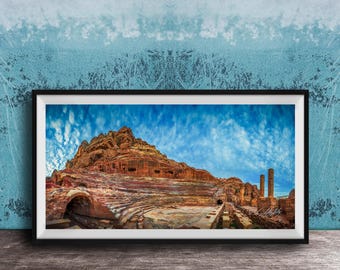 Petra Jordan Amphitheater Sunrise Print, The Rose City, Desert Fine Art Photography