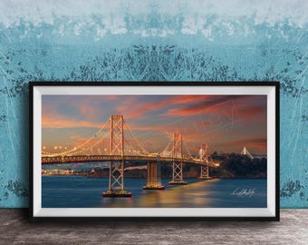 Oakland Bay Bridge at Sunrise: San Francisco Cityscape Print