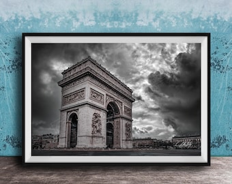 Paris Arc de Triomphe Print, Landmark Photography (Framed or Canvas)