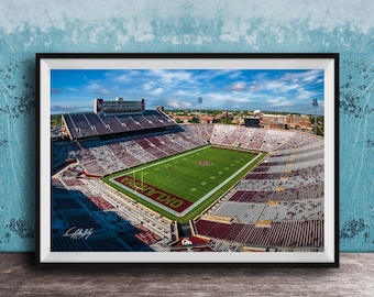 Oklahoma Sooners Stadium Art - Unique Aerial Football Photo