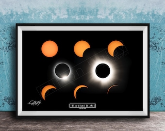 Solar Eclipse Art Print: 2024 Event Phases (Framed or Canvas)