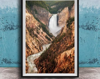 Yellowstone Falls Wall Art: Sunrise Glow - Canyon Landscape